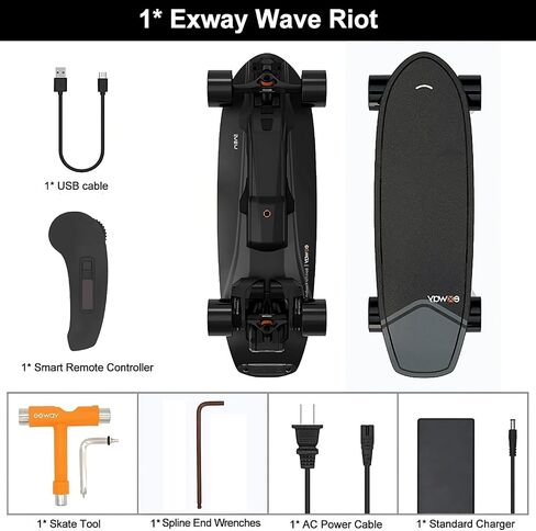 لوح تزلج كهربائي EXWAY Wave مع جهاز تحكم عن بعد، سرعة قصوى تبلغ 23 ميلاً في الساعة، بطارية سريعة التبديل، أقصى حمولة 440 رطلاً، مقاومة للماء IP55، كروزر للبالغين والمراهقين in Saudi Arabia
