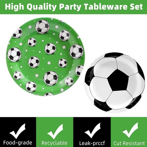 96Pcs Soccer Birthday Party Decorations Soccer Party Supplies Soccer Plates and Napkins Forks for Sports Theme Birthday Party Supplies(Serve 24) in Saudi Arabia