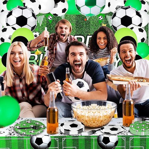 96Pcs Soccer Birthday Party Decorations Soccer Party Supplies Soccer Plates and Napkins Forks for Sports Theme Birthday Party Supplies(Serve 24) in Saudi Arabia