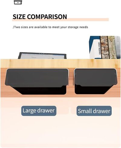 Large Under Desk Drawer 2 PACK, Attachable Under Desk Storage Drawer, Self-Adhesive Hidden Under Table Storage Home Office Organization, 7.87IN(W) X 9.45IN(D) X 2.83IN(H) (White) in Saudi Arabia