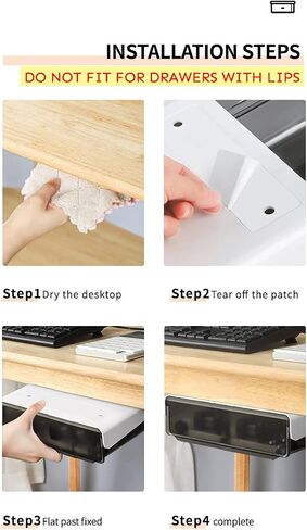 Large Under Desk Drawer 2 PACK, Attachable Under Desk Storage Drawer, Self-Adhesive Hidden Under Table Storage Home Office Organization, 7.87IN(W) X 9.45IN(D) X 2.83IN(H) (White) in Saudi Arabia