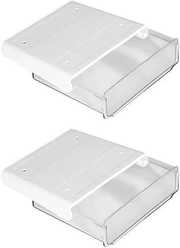 Large Under Desk Drawer 2 PACK, Attachable Under Desk Storage Drawer, Self-Adhesive Hidden Under Table Storage Home Office Organization, 7.87IN(W) X 9.45IN(D) X 2.83IN(H) (White) in Saudi Arabia