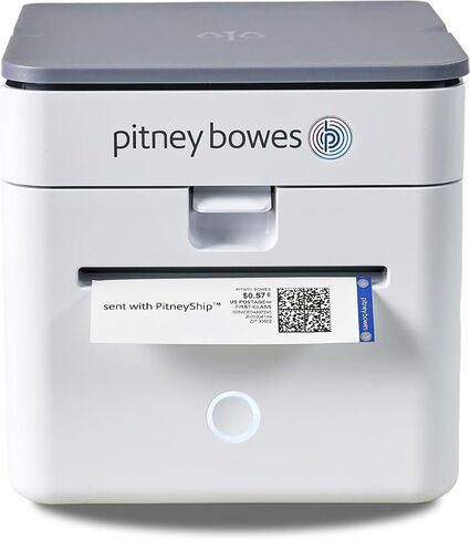 طابعة ملصقات الشحن اللاسلكية Pitney Bowes المزودة بمقياس مدمج، متميزة وموثوقة من PitneyShip™ Cube، أداة تحديد الأبعاد، قاطع الملصقات التلقائي، تقنية الطباعة الحرارية، الشحن السهل in Kuwait