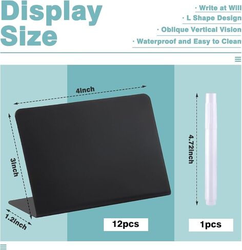 12 Pack Mini Chalkboard Signs for Food, Black Buffet Labels, Small Table Signs, Food Signs for Party Buffet, Weddings, Message Board Signs, Easy to Write and Reusable in Kuwait