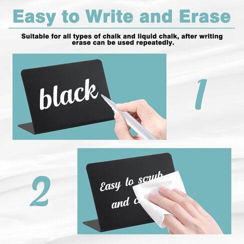 12 Pack Mini Chalkboard Signs for Food, Black Buffet Labels, Small Table Signs, Food Signs for Party Buffet, Weddings, Message Board Signs, Easy to Write and Reusable in Kuwait
