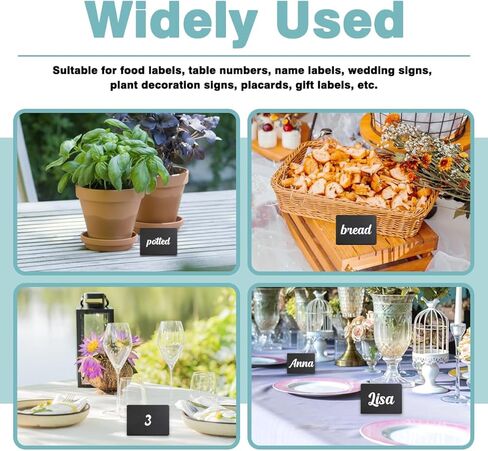 12 Pack Mini Chalkboard Signs for Food, Black Buffet Labels, Small Table Signs, Food Signs for Party Buffet, Weddings, Message Board Signs, Easy to Write and Reusable in Kuwait