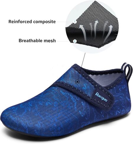 أحذية الشاطئ المائية للأولاد من Racqua للأطفال الصغار باللون الأزرق ديناصور 10.5-12 للأولاد شورتات السباحة سريعة الجفاف شورتات الشاطئ مقاس القرش 5/6 in Kuwait