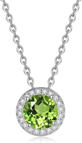 925 Sterling Silver Natural Garnet/Amethyst/Peridot/Citrine/Sky Blue Topaz Pendant Necklace for Women, Birthstone Necklace White Gold 16"+2", Jewelry Gifts for Her in Saudi Arabia