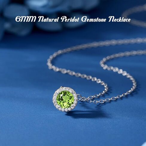 925 Sterling Silver Natural Garnet/Amethyst/Peridot/Citrine/Sky Blue Topaz Pendant Necklace for Women, Birthstone Necklace White Gold 16"+2", Jewelry Gifts for Her in Saudi Arabia