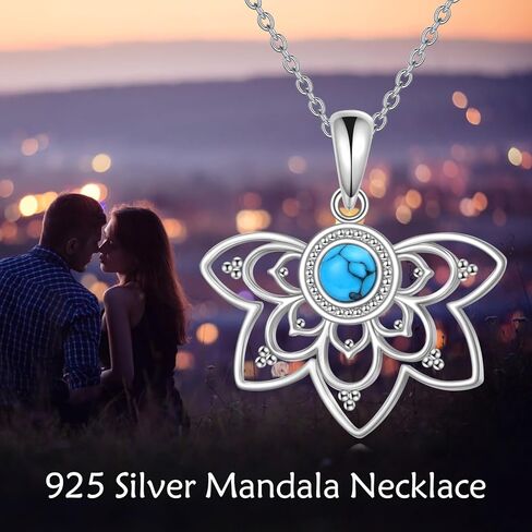 قلادة WTENY Mandala S925 من الفضة الإسترلينية على شكل زهرة الحياة هدية عيد ميلاد لابنتها الصديقة in Kuwait
