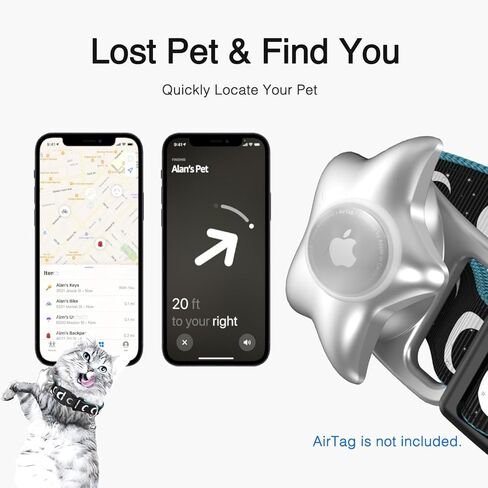 Airtag Cat Collar, Kitten Collar Breakaway with Apple Air Tag Holder and Bells for Boy Girl Cats,Pet Cat Tracker GPS,0.6 Inches in Width and Lightweight, Cresent Design in Saudi Arabia
