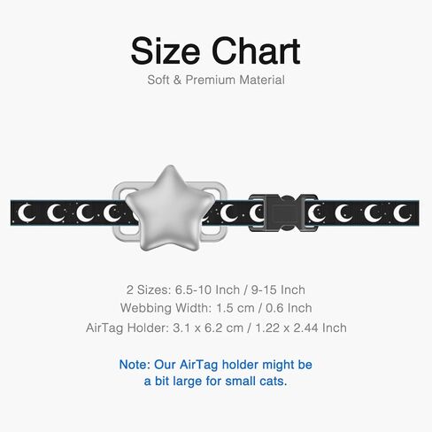 Airtag Cat Collar, Kitten Collar Breakaway with Apple Air Tag Holder and Bells for Boy Girl Cats,Pet Cat Tracker GPS,0.6 Inches in Width and Lightweight, Cresent Design in Saudi Arabia