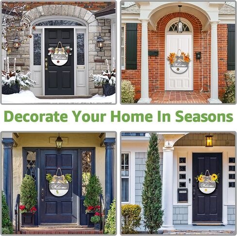 لافتة ترحيب بالمنزل مع ضوء مستشعر لديكور الباب الأمامي، لافتة ترحيب مقاس 11.8 بوصة مع 4 أكاليل موسمية قابلة للتبديل و16 أيقونة ذات طابع مغناطيسي للعام الجديد، وعطلات عيد الميلاد طوال المواسم in Kuwait