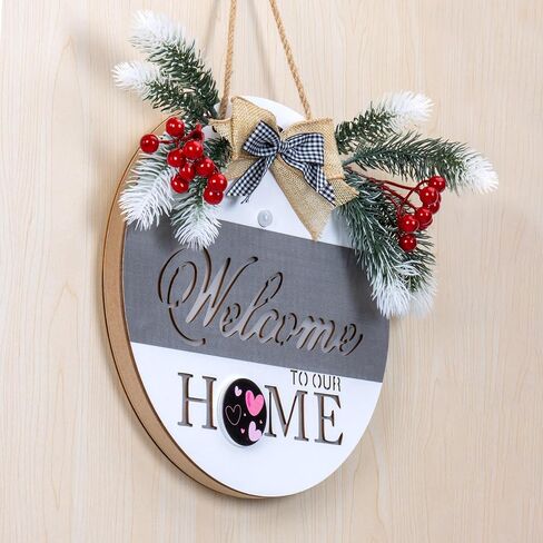 لافتة ترحيب بالمنزل مع ضوء مستشعر لديكور الباب الأمامي، لافتة ترحيب مقاس 11.8 بوصة مع 4 أكاليل موسمية قابلة للتبديل و16 أيقونة ذات طابع مغناطيسي للعام الجديد، وعطلات عيد الميلاد طوال المواسم in Kuwait