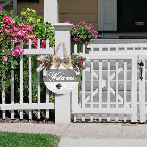 لافتة ترحيب بالمنزل مع ضوء مستشعر لديكور الباب الأمامي، لافتة ترحيب مقاس 11.8 بوصة مع 4 أكاليل موسمية قابلة للتبديل و16 أيقونة ذات طابع مغناطيسي للعام الجديد، وعطلات عيد الميلاد طوال المواسم in Kuwait