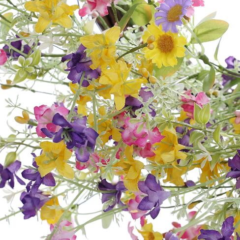 Artificial Daisy Wreath,22 Inch Spring Wreath Colorful Summer Wreath Floral Wreaths with Green Eucalyptus Leaves for Front Door Wall Window Decor and Spring Summer Holiday Decor(Multicolor) in Saudi Arabia