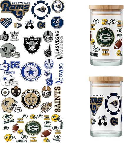 Cup Wraps for 16 Oz Glass UV DTF Cup Wrap Transfer Football Waterproof Rub on Transfers Stickers Sport Theme Decals for Tumbles Wood Furniture Xmas Vintage Craft 4 Sheets in Saudi Arabia
