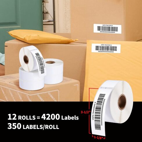 Phomemo Compatible for Dymo Labels 30252 (1-1/8 x 3-1/2") Label for Dymo Labelwriter 450 Turbo Printer - Barcode Address Labels (12 Rolls, 4200 Labels) in Saudi Arabia