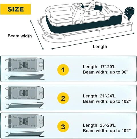 غطاء قارب عائم عالي التحمل، 600D 100% مقاوم للماء من البوليستر البحري، 12 شريطًا للإطارات قابل للتعديل (رمادي، الطول: 21'-24' عرض الشعاع: حتى 102 بوصة) in Kuwait