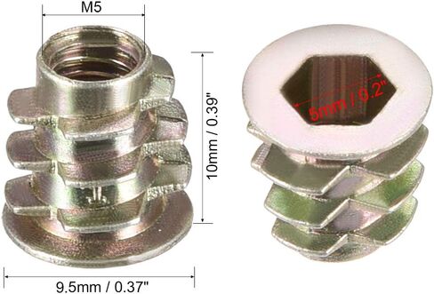 uxcell Furniture Threaded Insert Nuts Zinc Alloy M8 Internal Threads 23mm Length 20pcs in Saudi Arabia