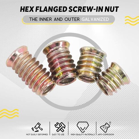 Hilitchi 90Pcs Furniture Screw in Nut Threaded Wood Inserts Bolt Fastener Connector Hex Socket Drive Insert Nuts for Wood Furniture with Bonus Hex Spanner (5/16"-18) in Saudi Arabia