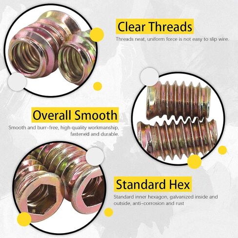 Hilitchi 90Pcs Furniture Screw in Nut Threaded Wood Inserts Bolt Fastener Connector Hex Socket Drive Insert Nuts for Wood Furniture with Bonus Hex Spanner (5/16"-18) in Saudi Arabia