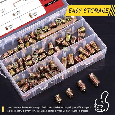 Hilitchi 90Pcs Furniture Screw in Nut Threaded Wood Inserts Bolt Fastener Connector Hex Socket Drive Insert Nuts for Wood Furniture with Bonus Hex Spanner (5/16"-18) in Saudi Arabia