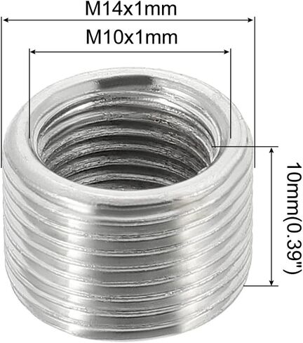 MECCANIXITY موضوع الحد من المكسرات إدراج M14 × 1 مم ذكر إلى M10 × 1 مم محولات الإناث موضوع غرامة 10 مم طويلة الأنابيب المناسب تحويل الأكمام المخفض، حزمة من 10 in Kuwait