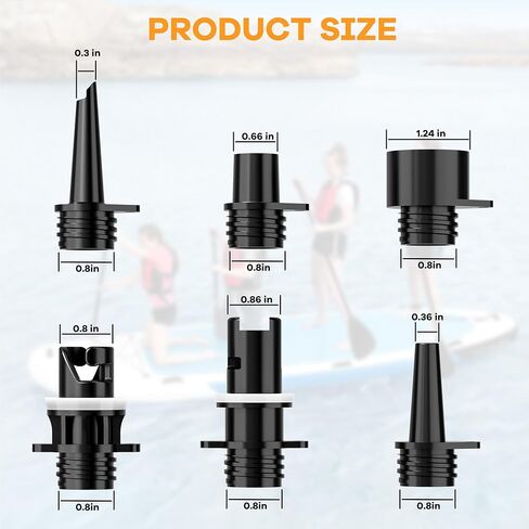 مجموعة محول مضخة SUP القابلة للنفخ من OFISPEED، محول لوح التجديف القائم، 6 فوهات هواء Sup، فوهات محول مضخة هواء قابلة للاستبدال بسهولة للوحة التجديف، قارب قابل للنفخ، قوارب الكاياك in Kuwait