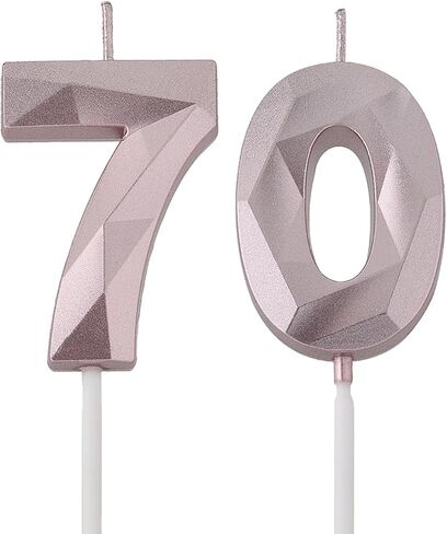2 بوصة أسود 70 شموع عيد ميلاد، ثلاثية الأبعاد الماس رقم 70 كعكة توبر للرجال النساء حفلة عيد ميلاد زينة حفلة موضوع in Kuwait