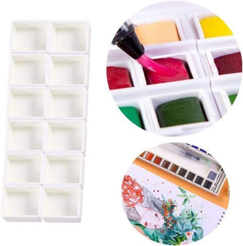 50 قطعة من المقالي البيضاء نصف المقالي الفارغة المائية عموم البلاستيك اللوحة البيضاء نصف عموم DIY بها بنفسك الزيوت المائية (1.6 قطعة) in Kuwait