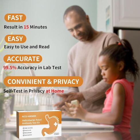 مجموعات اختبار ACCU-ANSWER H Pylori، طقم اختبار H. Pylori الذاتي، طقم اختبار منزلي للكشف عن هيليكوباكتر بيلوري، طقم اختبار H-Pylori، لا تحتاج إلى الذهاب إلى المختبر، دقيق وسهل الاستخدام. B0CRPM8HFG in Kuwait