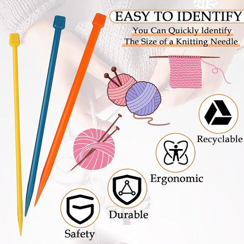 MARRTEUM 6 Pieces Bamboo Knitting Needles Set Single Point Knitting Needles 10 inch Length Knitting Supplies for Handmade DIY Knitting (3 Sizes, 6mm 8mm 10mm) in Saudi Arabia
