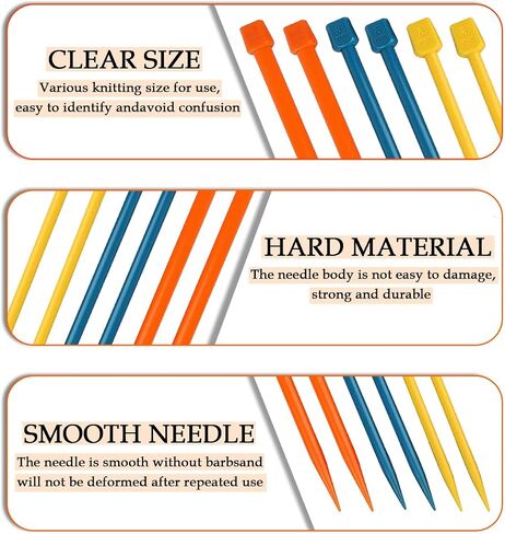 MARRTEUM 6 Pieces Bamboo Knitting Needles Set Single Point Knitting Needles 10 inch Length Knitting Supplies for Handmade DIY Knitting (3 Sizes, 6mm 8mm 10mm) in Saudi Arabia