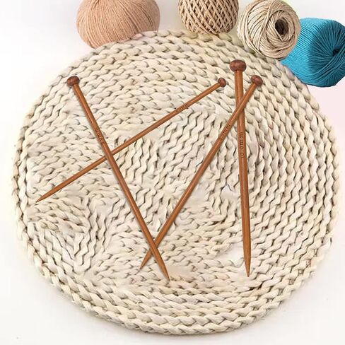 MARRTEUM 6 Pieces Bamboo Knitting Needles Set Single Point Knitting Needles 10 inch Length Knitting Supplies for Handmade DIY Knitting (3 Sizes, 6mm 8mm 10mm) in Saudi Arabia