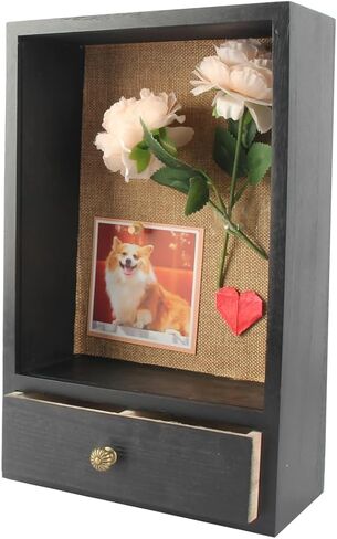 صندوق تظليل عميق للكلاب مقاس 4 بوصات، صندوق عرض ظل تذكاري للحيوانات الأليفة مصنوع من الخشب مقاس 9 × 14 قابل للإزالة، هدايا تذكارية لزينة الكلاب DIY لمحبي الكلاب (اللون الأصلي) in Kuwait