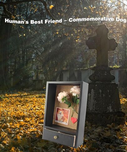 صندوق تظليل عميق للكلاب مقاس 4 بوصات، صندوق عرض ظل تذكاري للحيوانات الأليفة مصنوع من الخشب مقاس 9 × 14 قابل للإزالة، هدايا تذكارية لزينة الكلاب DIY لمحبي الكلاب (اللون الأصلي) in Kuwait