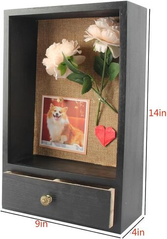 صندوق تظليل عميق للكلاب مقاس 4 بوصات، صندوق عرض ظل تذكاري للحيوانات الأليفة مصنوع من الخشب مقاس 9 × 14 قابل للإزالة، هدايا تذكارية لزينة الكلاب DIY لمحبي الكلاب (اللون الأصلي) in Kuwait