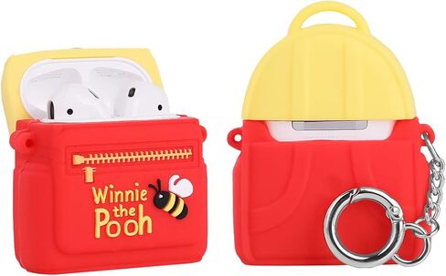 حافظة لجهاز Airpods الجيل الثاني/الأول 2019/2016، أغطية حماية لحقيبة الشحن من السيليكون Suublg Airpod 1/2 مع تصميم حقيبة كتف ثلاثية الأبعاد، مع سلسلة مفاتيح in Kuwait