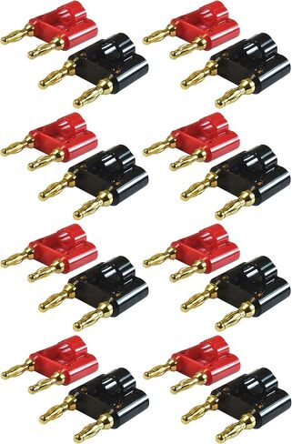موصلات مكبر الصوت GLS Audio Gold Banana Plug ذات الرأس المزدوج ومشابك الموز - ملاحظة: .75 بوصة من الطرف إلى الطرف (3/4 بوصة) - 16 حزمة (8 أحمر و8 أسود). in Kuwait