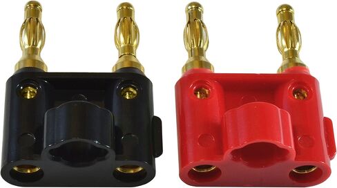 موصلات مكبر الصوت GLS Audio Gold Banana Plug ذات الرأس المزدوج ومشابك الموز - ملاحظة: .75 بوصة من الطرف إلى الطرف (3/4 بوصة) - 16 حزمة (8 أحمر و8 أسود). in Kuwait