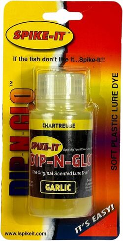 Spike It Softbait Lure Dye | Dip-n-Glo Garlic Scented Dip Dye | Vibrant Chartreuse Color | Dip Dye Fishing Lure Scent | Garlic Dip n Dye Fishing Worm Paint | Soft Plastic Fishing Lure Dye 2 Oz Bottle in Saudi Arabia