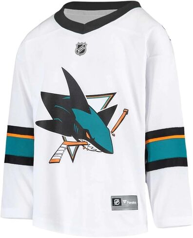 جيرسي هوكي جيرسي مرخص من NHL مقاس L/XL للأعمار من 12 إلى 18 عامًا من Fanatics Youth San Jose Sharks Away in Saudi Arabia