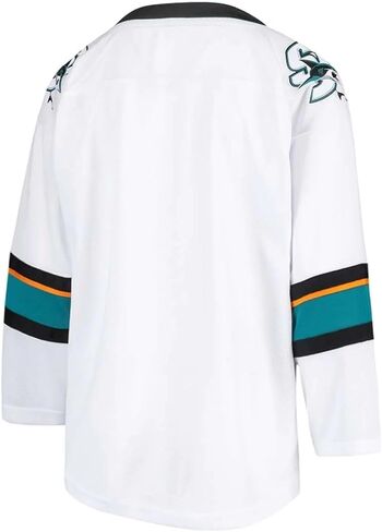 جيرسي هوكي جيرسي مرخص من NHL مقاس L/XL للأعمار من 12 إلى 18 عامًا من Fanatics Youth San Jose Sharks Away in Saudi Arabia