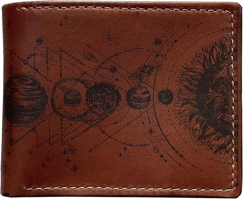 محفظة جلدية ثنائية الطي من Space Cosmos Universe، هدية جلدية للذكرى السنوية، نمط النظام الشمسي، محفظة للاستخدام اليومي in Kuwait