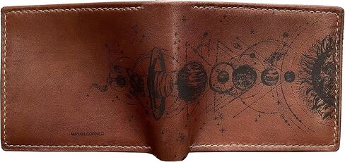 محفظة جلدية ثنائية الطي من Space Cosmos Universe، هدية جلدية للذكرى السنوية، نمط النظام الشمسي، محفظة للاستخدام اليومي in Kuwait