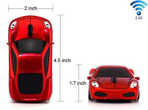 Jinfili Sleep Sport Car Shaped Wireless Computer Mouse Ergonomic Gaming Optical Mouse USB 2.4G Mini Receiver Office Accessories for PC Windows Laptop Notebook Mac in Kuwait