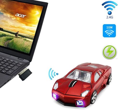 Sleep Sport Car Shaped Wireless Computer Mouse Ergonomic Gaming Optical Mouse USB 2.4G Mini Receiver Office Accessories for PC Windows Laptop Notebook Mac in Saudi Arabia