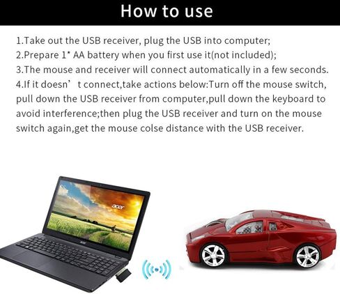 Sleep Sport Car Shaped Wireless Computer Mouse Ergonomic Gaming Optical Mouse USB 2.4G Mini Receiver Office Accessories for PC Windows Laptop Notebook Mac in Saudi Arabia
