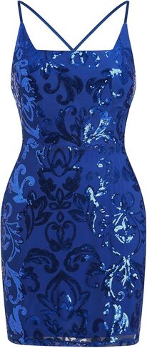 ODIZLI Women's Spaghetti Straps Sparkly Sequins Bodycon Mini Dress Party Nightclub in Saudi Arabia